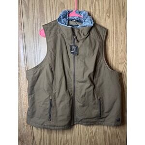 Noble Outfitters Canvas Concealed Carry Vest Brown Faux Fur Collar Women 2X